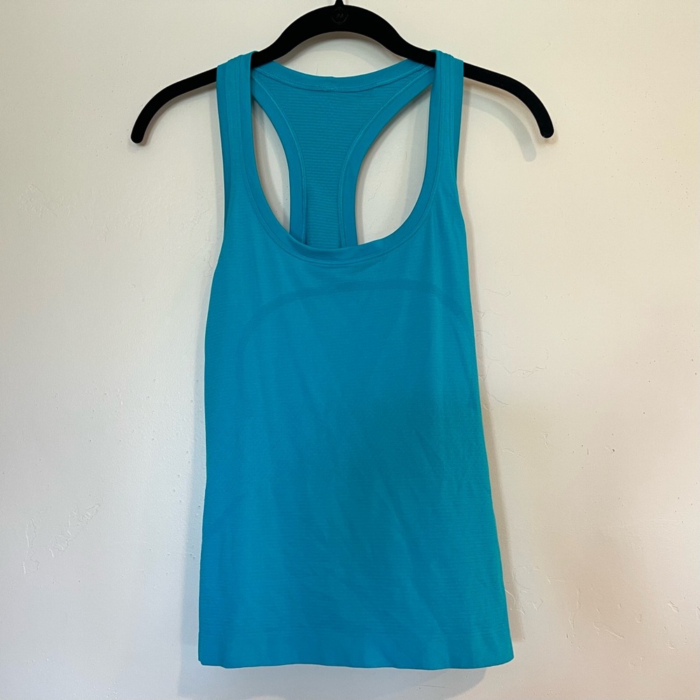 Lululemon Swiftly Tech Racerback Turquoise Tank Top Waist Length Size 10